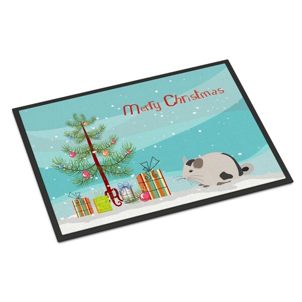 Carolines Treasures 24 x 36 in. Mosaic Chinchilla Merry Christmas Indoor or Outdoor Mat CK4435JMAT - main